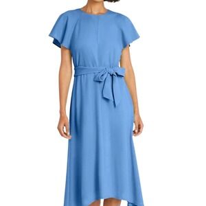 Adrianna Papell - Sz 18 (XL) Baby Light Blue Flutter Sleeve Waist Tie Midi Dress